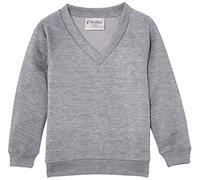 Trutex Unisex 260g V-neck Sweatshirt, Marl Grey, 16 Years UK