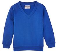Trutex Unisex 260g V-neck Sweatshirt, Royal, 12 Years UK