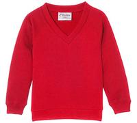 Trutex Unisex 260g V-neck Sweatshirt, Scarlet, 1-2 Years UK