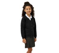 Trutex Unisex Black School Sweatshirt Cardigan - Button Front Kids School Uniform Cardigan, Long Sleeve Low Bobble Knit (7-8 Years)