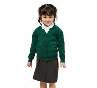 Trutex Unisex Bottle Green School Sweatshirt Cardigan - Button Front Kids School Uniform Cardigan, Long Sleeve Low Bobble Knit (13 Years)