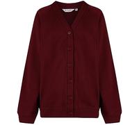 Trutex Unisex Claret Red School Sweatshirt Cardigan - Button Front Kids School Uniform Cardigan, Long Sleeve Low Bobble Knit (14 Years)