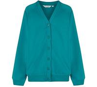 Trutex Unisex Jade Green School Sweatshirt Cardigan - Button Front Kids School Uniform Cardigan, Long Sleeve Low Bobble Knit (13 Years)