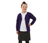 Trutex Unisex Purple School Sweatshirt Cardigan - Button Front Kids School Uniform Cardigan, Long Sleeve Low Bobble Knit (7-8 Years)
