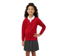 Trutex Unisex Scarlet Red School Sweatshirt Cardigan - Button Front Kids School Uniform Cardigan, Long Sleeve Low Bobble Knit (14 Years)