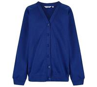 Trutex Unisex Sweatshirt Cardigan for School Uniform, Long Sleeve, Button Down, 260g, Blue (Cobalt), 9-10 Years (Manufacturer Size: 25-27" Chest)
