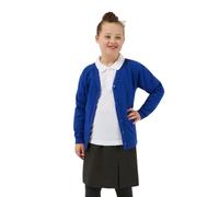 Trutex Unisex Sweatshirt Cardigan for School Uniform, Long Sleeve, Button Down, 260g, Blue (Cobalt), 9-10 Years (Manufacturer Size: 25-27" Chest)
