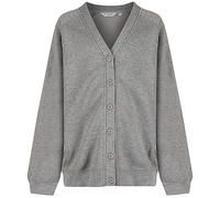 Trutex Unisex Sweatshirt Cardigan for School Uniform, Long Sleeve, Button Down, 260g, Grey (Marl Grey), 5-6 Years UK