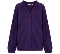 Trutex Unisex Sweatshirt Cardigan for School Uniform, Long Sleeve, Button Down, 260g, Purple, 12 Years UK