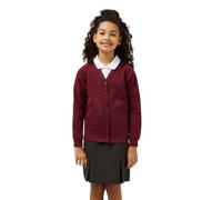 Trutex Unisex Sweatshirt Cardigan for School Uniform, Long Sleeve, Button Down, 260g, Red (Maroon), 7-8 Years UK