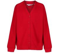 Trutex Unisex Sweatshirt Cardigan for School Uniform, Long Sleeve, Button Down, 260g, Red (Scarlet), 7-8 Years (Manufacturer Size: 23-25" Chest)