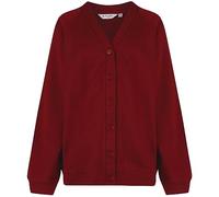 Trutex Unisex Sweatshirt Cardigan for School Uniform, Long Sleeve, Button Down, 260g, Red (Wine), 14 Years UK