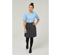 Trutex 2 Pack Girls Short Sleeve School Shirts with Revere Collar (3-16+ Years), Standard Fit Girls School Shirts, 2 x Girls Shirts, Non-Iron School Shirts Girls - Genuine School Uniform Blue