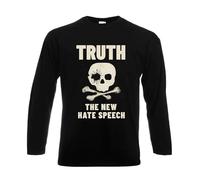 Truth The New Hate Speech Skull Skeleton Mens Longsleeve Scary Novelty Tee Top