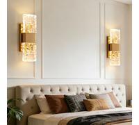 Trutipon Crystal wall lamp, K9 Crystal Light Fixture Stainless Steel wall Lamps wall-Mounted Lights Bedside Modern LED Interior Pendant for wall Lighting in Living Rooms hallways and bedrooms (Gold)