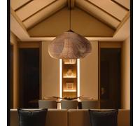 Trutipon E27 Retro Pendant Creative Handmade Weaving Ceiling Lighting Height Adjustable Dining Room Pendant, Suitable for Bedroom, Living Room, Coffee Shop (40/50cm)(Light Coffee,40 * 180cm)