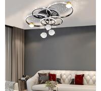 Trutipon Modern Ceiling Light LED Crystal Living Room Chandelier 110cm Creative 5-ring Remote Control Infinite Dimming Lamp Suitable For Villa Bedrooms And Dining Rooms Lighting(Black)