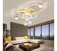 Trutipon Modern Ceiling Light LED Crystal Living Room Chandelier 110cm Creative 5-ring Remote Control Infinite Dimming Lamp Suitable For Villa Bedrooms And Dining Rooms Lighting(Gold)