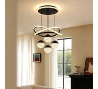 Trutipon Modern Hanging Pendant Light with 3 Color Changing LED Height Adjustable 4-Ball Crystal Hanging Lamp Made of Wrought Iron and Acrylic Suitable for Dining Rooms Living Rooms and Kitchens