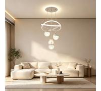 Trutipon Modern Hanging Pendant Light with 3 Color Changing LED Height Adjustable 4-Ball Crystal Hanging Lamp Made of Wrought Iron and Acrylic Suitable for Dining Rooms Living Rooms and Kitchens
