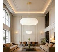 Trutipon Modern LED Pendant Light Tri-Color Dimmable Acrylic Hanging Ceiling Lamp Rotundity With Adjustable Cord White Finish Pendant Lighting Fixture For Living Room Dining Room Bedroom