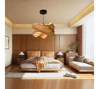 Trutipon Modern Pendant Light Creative Design Handmade Natural Wood Veneer Hanging Lights Wabi Sabi LED Minimalist Decorative Lamp Suitable For Tea House Restaurant Corridor Balcony Lighting