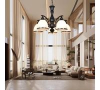 Trutipon Retro Pendant Light, Branch Shaped Living Room Light, Height Adjustable Wrought Iron 3-light/5-light Ceiling Light, Suitable for bedrooms, Dining Rooms, Exhibition Halls(57 * 40cm)