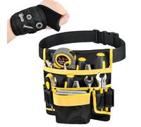 Trutob Tool Belt with 13 Pockets and Magnetic Wristband for Tools, Adjustable Tool Pouch Belt for Men with Wide Strap, Heavy-Duty Oxford Tool Pouch for Electricians Carpenters Plumber Dad Gift