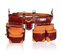 TRUTUCH Grain Leather 18 Pockets | Tool Rig Set | Tool Pouch | Drywall Tool Belt | Carpenter Tool Bag | Leather Tool Belts for Men | Construction | Framers | Electrician (Maroon)