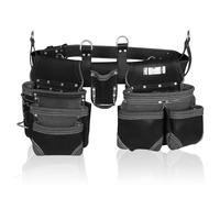 TRUTUCH Grain Leather Tool Belt | Rig Set | Pouch | Drywall Belt | Carpenter Bag | Men's Leather Tool Belts | Construction | Framers | Electrician (Black)