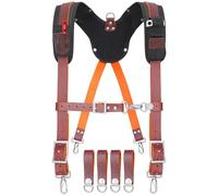 TRUTUCH Leather Work Suspender with Cell Phone Pocket | Fully-Adjustable Padded Heavy Duty Leather Tool Belt Suspenders