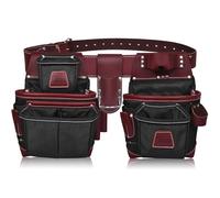 TRUTUCH Nylon and Leather Tool Belt | Framing Tool Bags | Leather Tool Belts | Nylon Tool Pouch | Carpenter Tool Belt | Construction | Framers | Electrician Tool Belt (BLACK)