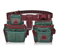 TRUTUCH Nylon and Leather Tool Belt | Framing Tool Bags | Leather Tool Belts | Nylon Tool Pouch | Carpenter Tool Belt | Construction | Framers | Electrician Tool Belt (GREEN)