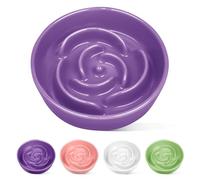 TRUVIC Ceramic Slow Feeder Dog Bowls, 1.5 Cup Puzzle Slow Feeder Bowls for Fast Eaters, Ceramic Dog Food Dish no Black Chin, Puzzle Bowl for Medium Dogs, Purple