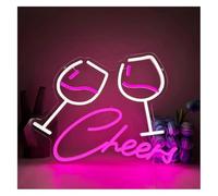 Truvix Neon Lights for neon Sign Illuminated Wine Glass,Powered, for Ideal for Party Wall Decor(Rose)