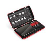 Truweigh TUFFWEIGH Digital Mini Scale (100g x 0.01g - Red/Black) - Rubberized Impact Resistant Digital Kitchen Scale - Travel Digital Pocket Scale - Digital Food Scale - Small Digital Scale