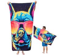 Truwnorth Microfiber Happy French Bulldog in Sunglasses Colorful Beach Towel for Women, Girls, Kids, Men, Plush Beach Towel, Pool Towel Super Soft, Oversized 31x62 Inches
