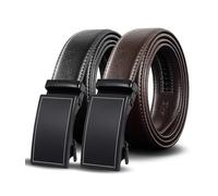 Truyis Leather Ratchet Belts for Men 2 Pack,1 3/8" Slide Belt,Adjustable Click Belt Gift For Men,Trim to Fit, Acrylic Black/Brown C03, Perfect Fit Waist Size up to 44"