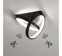 TRUYOK 26W LED Ceiling Light with Motion Sensor Modern Ceiling Light for Hallway, Staircase, Living Room, Balcony, Kitchen, Garage, Porch, Office, Black, 6000K Cool White Light