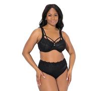 TruYou Womenswear Plus Size Curvy Strappy Floral Lace Underwire Bra Black 115C 832800100-115C