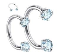 Truyuety Body Piercing 2PCS Horseshoe Nose Rings Hoops, 20G Push Pin Threadless Nose Rings For Women Men, Cubic Zirconia Daith Piercing Jewellery Lip Eyebrow Helix Daith Ear Piercing Jewelry 6mm/8mm