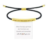Truyuety Don't Let The Hard Days Win Bracelet, Golden Adjustable Strength Bracelet for Family Friends Girls, Inspirational Gift Ready Motivational Accessory