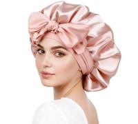 Truyuety Silk Bonnet for Sleeping, Double Layer Satin, Adjustable Hair Bonnet for Women Curly Natural for Women Girls Makeup Hair Care Elastic Hat Soft Sleep