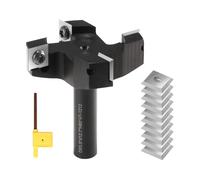 Trvoxviq 1/2'' Shank Spoilboard Surfacing CNC Router Bit, 4-Flute 12.7mm Planning Bit Carbide Slab Flattening Router Bit Milling Cutter with 10 PCS Indexable Insert（12x12x1.5mm, 35°）for Wood Planing