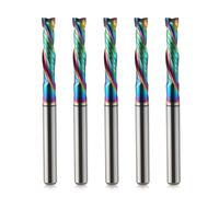 Trvoxviq 5 PCS Spiral Router Bits 2 Flutes CNC End Mill, 1/8'' (3.175mm) Shank Up Down Cut Compression Bit with DLC Coating, Tungsten Steel CNC Bit Milling Cutter Tools for Wood(3.175X15mm)