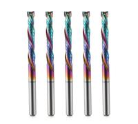 Trvoxviq Spiral Router Bits 2 Flutes CNC End Mill, 1/8'' (3.175mm) Shank Up Down Cut Compression Bit with DLC Coating, Tungsten Steel CNC Bit Milling Cutter Tools for Wood(3.175X22mm,5 PCS)