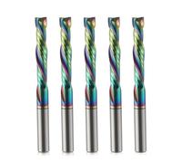 Trvoxviq Spiral Router Bits CNC End Mill, 4mm Shank Up Down Cut Compression Bit with DLC Coating, Durable Tungsten Steel CNC Bits Milling Cutter Tools for Woodworking Engraving Grooving(4x22mm, 5PCS)