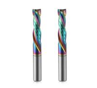 Trvoxviq Spiral Router Bits CNC End Mill, 6mm Shank Up Down Cut Compression Bit with DLC Coating, Durable Tungsten Steel CNC Bits Milling Cutter Tools for Woodworking Engraving Grooving(6x22mm, 2PCS)