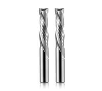 Trvoxviq Up & Down Cut Bit 1/4" Shank 2 Flutes Compression Bit Cutting length 25mm Spiral CNC Router Bits End Mill Tungsten Carbide Milling Cutter(6.35x25x50mm,2 Pack)