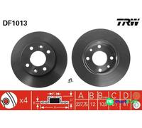TRW 2 X BRAKE DISC DF1013 FOR RENAULT DACIA